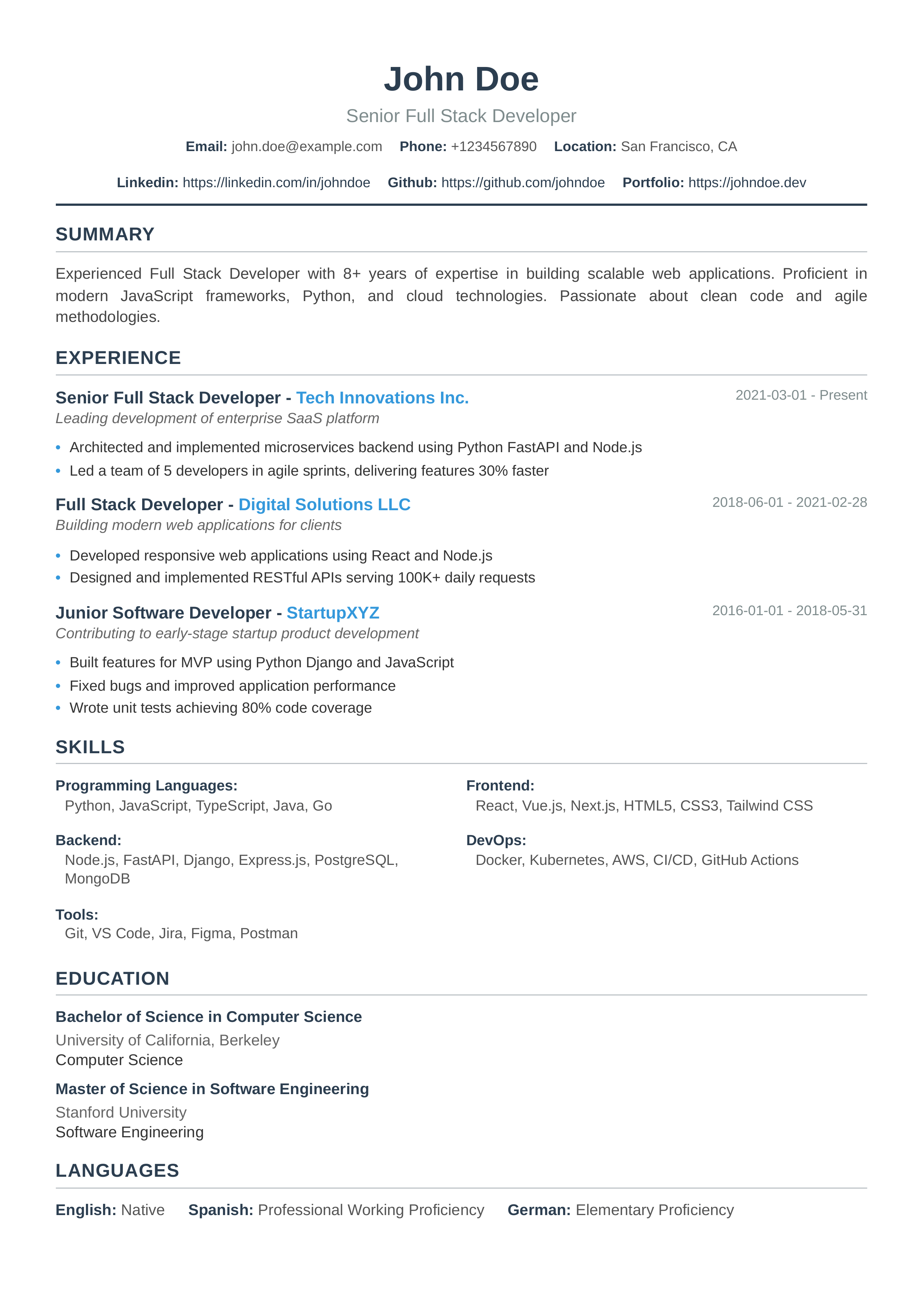 Clean template preview